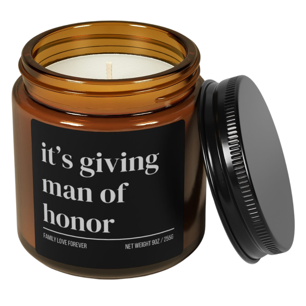 It's Giving Man of Honor Proposal Candle Favor, Man of Honor Gifts, Wedding Party Gifts, Wedding Party Favors (Copy)