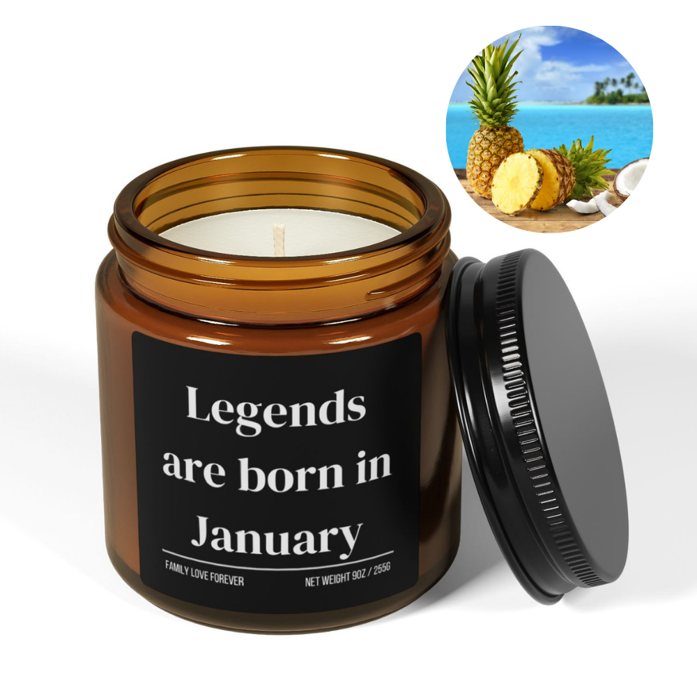 Legends are Born in January Scented Candle Birthday Gift for January Handmade March Birthday Present
