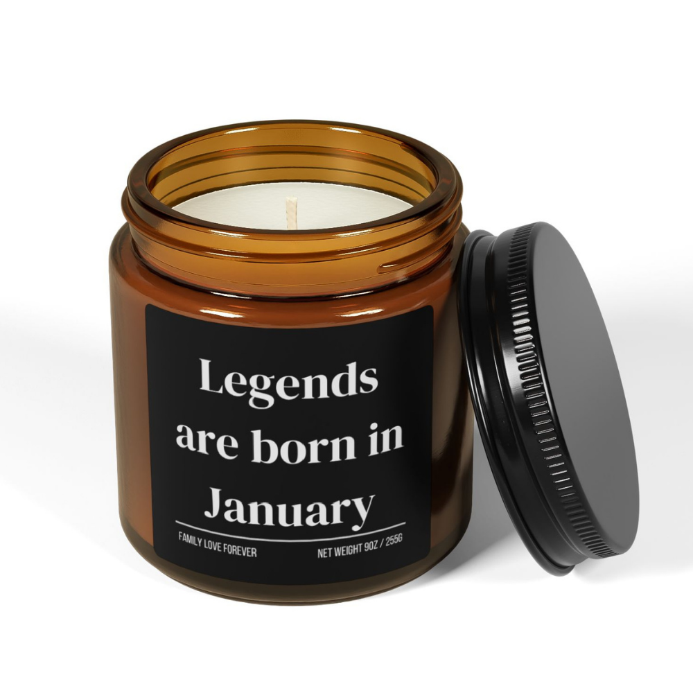 Legends are Born in January Scented Candle Birthday Gift for January Handmade March Birthday Present