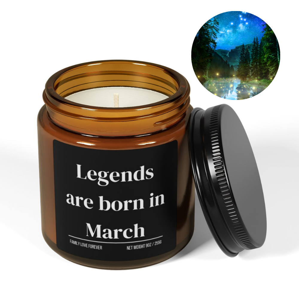 Legends are Born in March Scented Candle Birthday Gift for March Handmade March Birthday Present