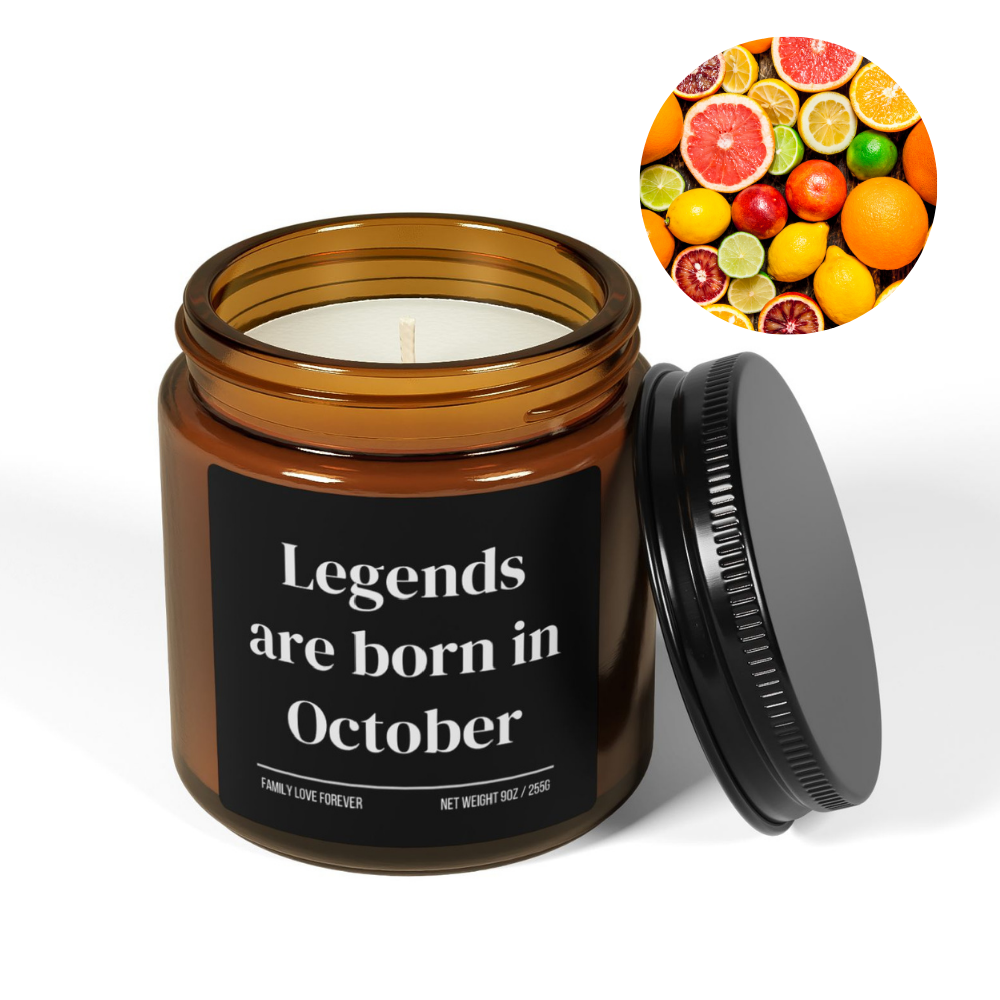 Legends are Born in October Scented Candle Birthday Gift for October Handmade October Birthday Present