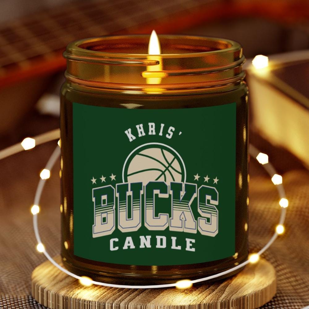 Personalized Milwaukee Bucks Candle | NBA Bucks Basketball Fan Gift | Bucks Fan Gift for Him