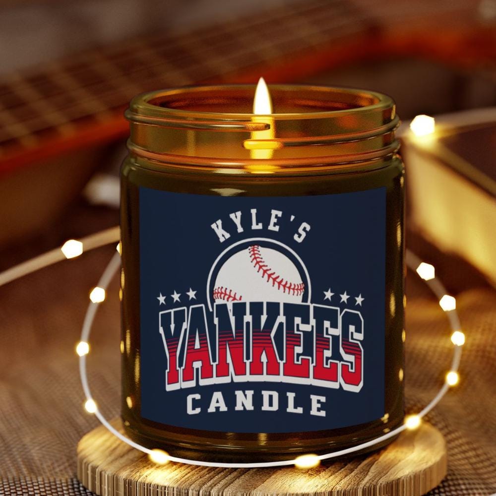 Personalized New York Yankees Inspired Candle | MLB Yankees Baseball Fan Gift | Yankees Fan Gift for Him