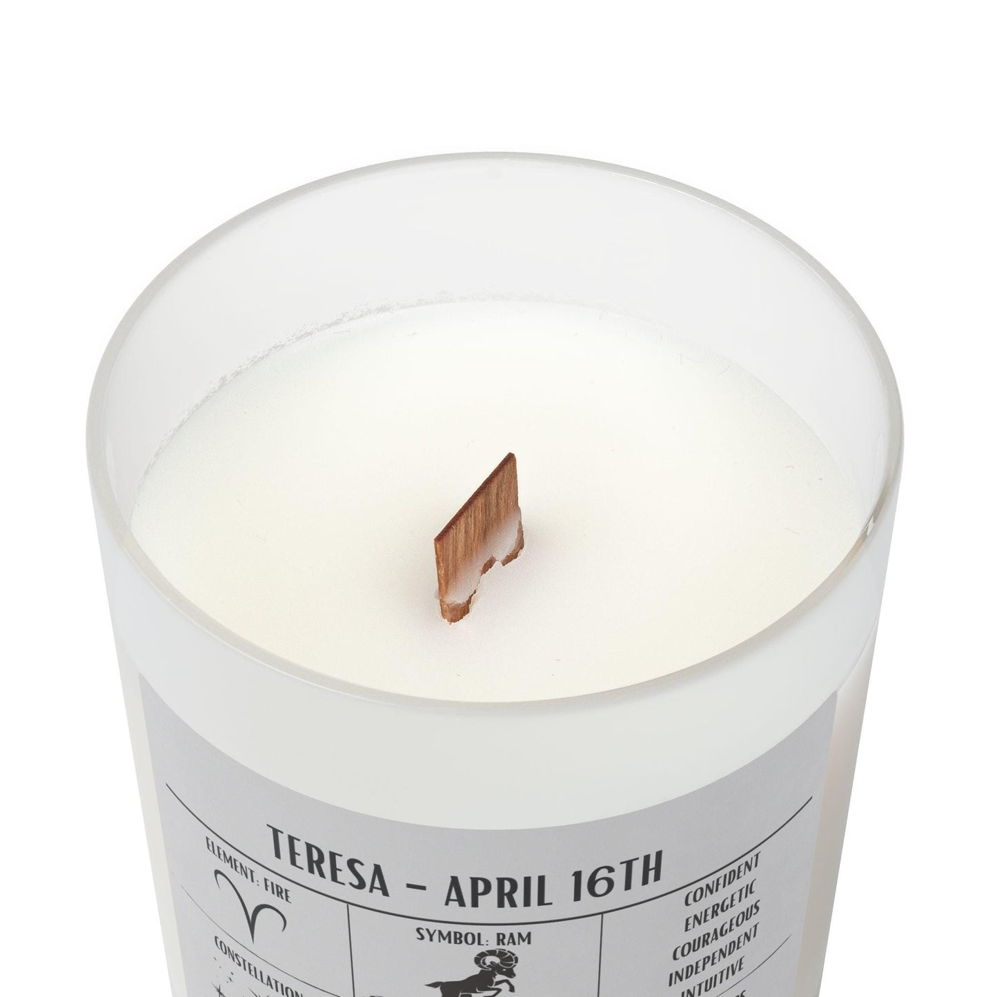 Personalized Aries Zodiac Frosted Candle | March 21 - April 19 Birthday Gift | Birthdate Candle for Her | Custom Astrology Constellation