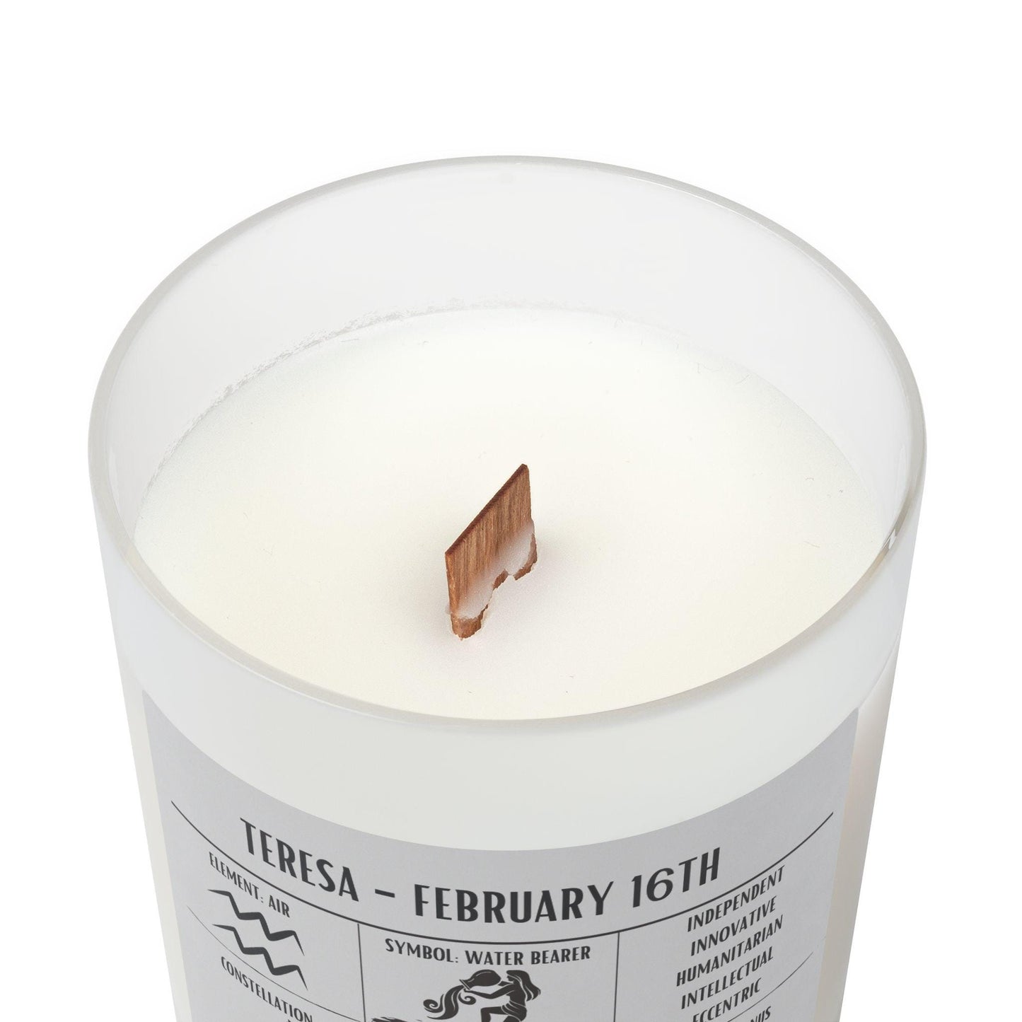 Personalized Aquarius Zodiac Frosted Candle | January 20 - February 18 Birthday Gift | Birthdate Candle for Her | Custom Astrology Gift