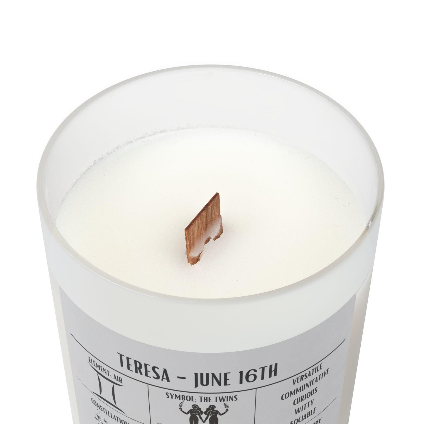 Personalized Gemini Zodiac Frosted Candle | May 21 - June 20 Birthday Gift | Birthdate Candle for Her | Custom Astrology Constellation