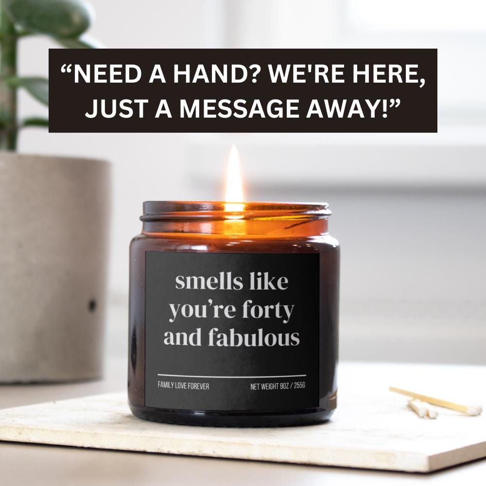 40th Birthday Gift Smells like you're forty and fabulous Candle Funny Birthday Gifts Milestone Birthday Gifts for turning 40 Birthday Candle