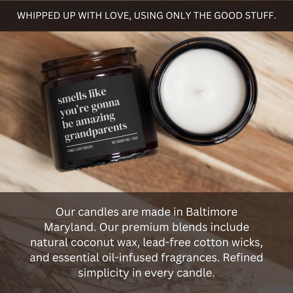 Personalized Grandparents Custom Candle Gift, New Grandma New Grandpa Announcement, Handmade Soy Wax Candle, Funny Grandparent Gift
