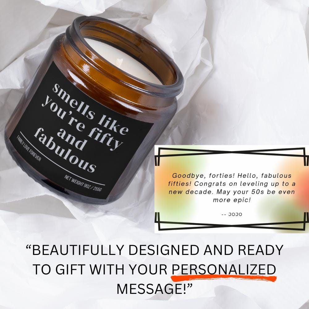 50th Birthday gift for women Smells like you're fifty and fabulous 50th Birthday gifts for her Mom 50th Birthday Gift for her