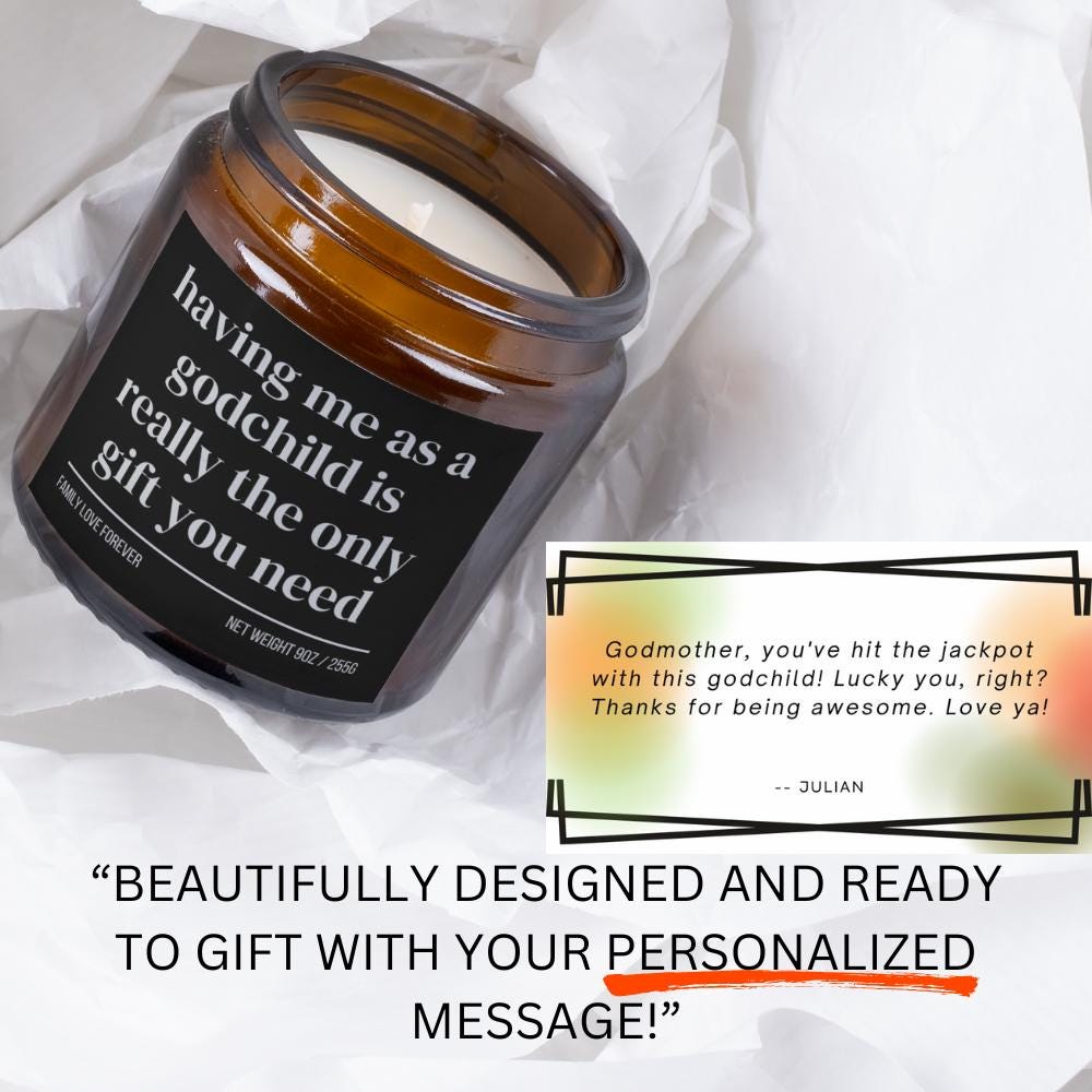 Godmother Birthday Gift From Godchild Having Me As A Godchild Candle Funny Godmother Father's Day Gift Christmas Gift for Godmother
