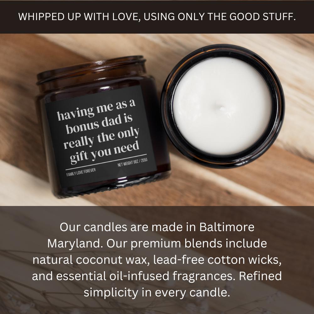 Bonus Son Birthday Gift From Bonus Dad Having Me As A Bonus Dad Candle Funny Bonus Son Father's Day Gift Christmas Gift for Bonus Son