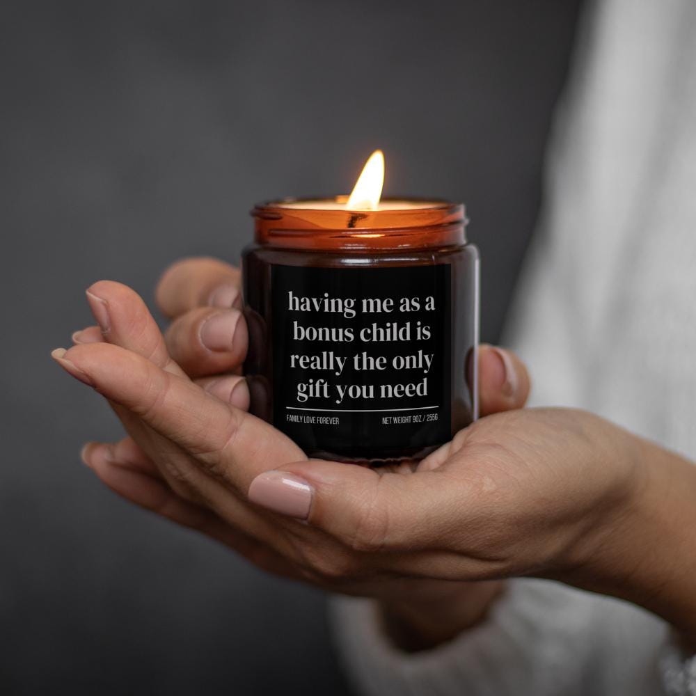 Bonus Mom Birthday Gift From Bonus Child Having Me As A Bonus Child Candle Funny Bonus Mom Mother's Day Gift Christmas Gift for Bonus Mom