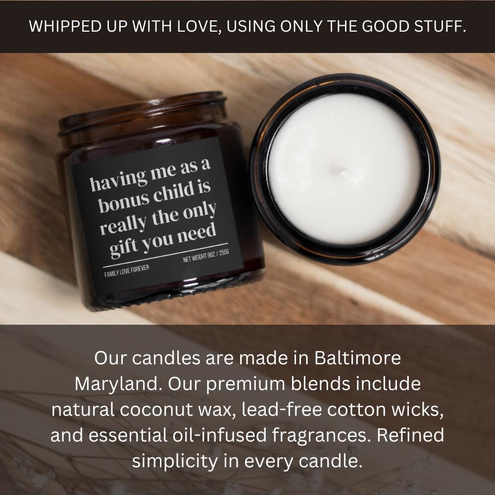Bonus Mom Birthday Gift From Bonus Child Having Me As A Bonus Child Candle Funny Bonus Mom Mother's Day Gift Christmas Gift for Bonus Mom