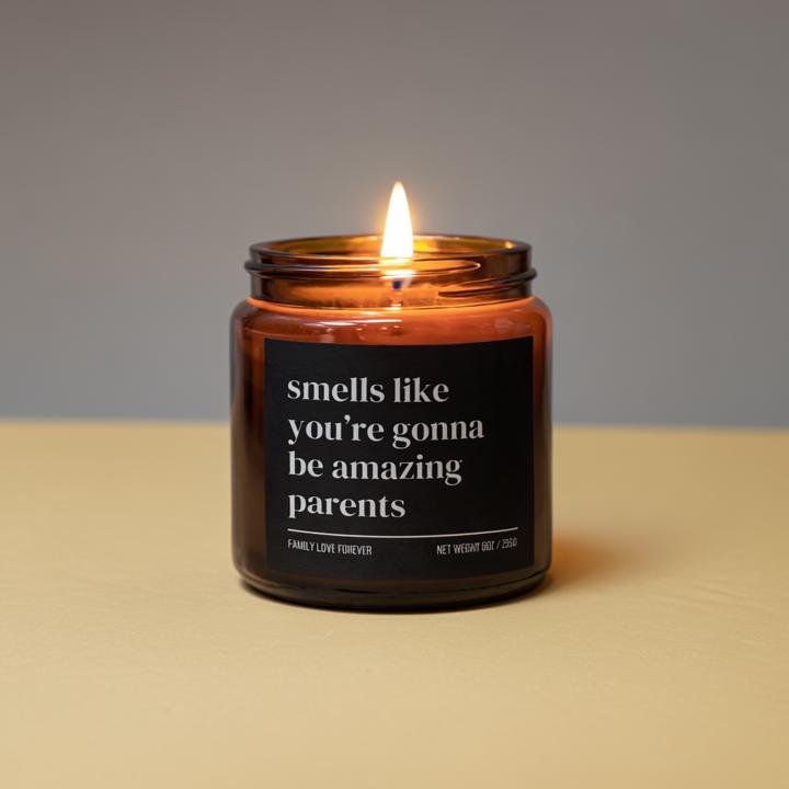 Smells Like You’re Gonna Be Amazing Parents Candle — Personalized Pregnancy Announcement Gift, Hand-Poured Soy Wax