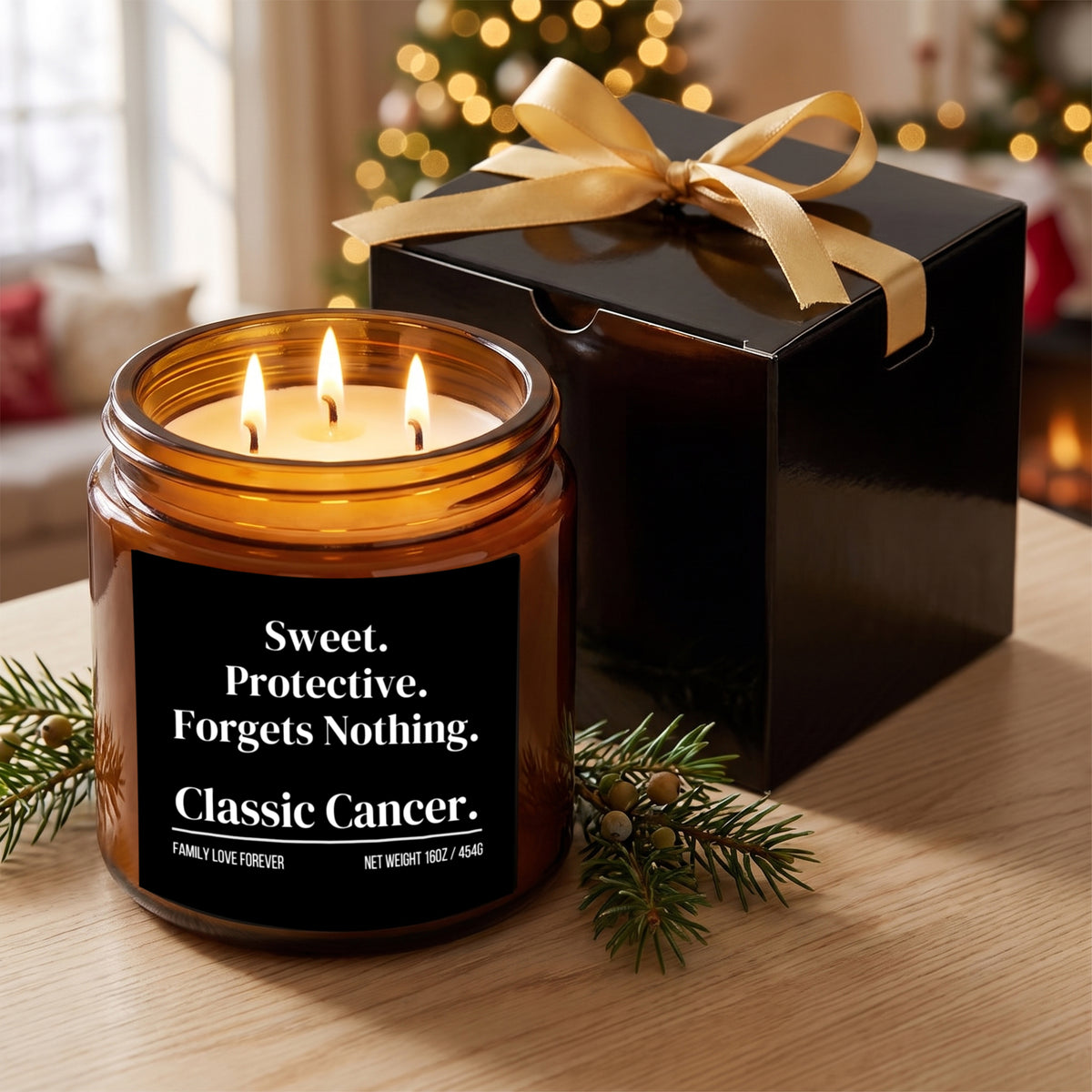 The "Sweet. Protective. Forgets Nothing. Classic Cancer." Candle — The Perfect Gift for Your Favorite Cancer