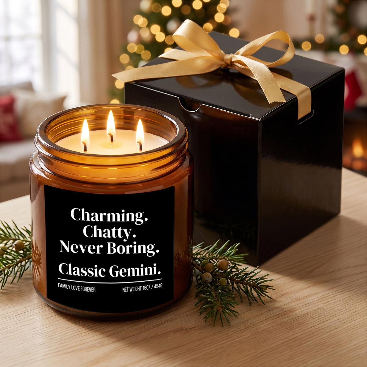 The "Charming. Chatty. Never Boring. Classic Gemini." Candle — The Perfect Gift for Your Favorite Gemini