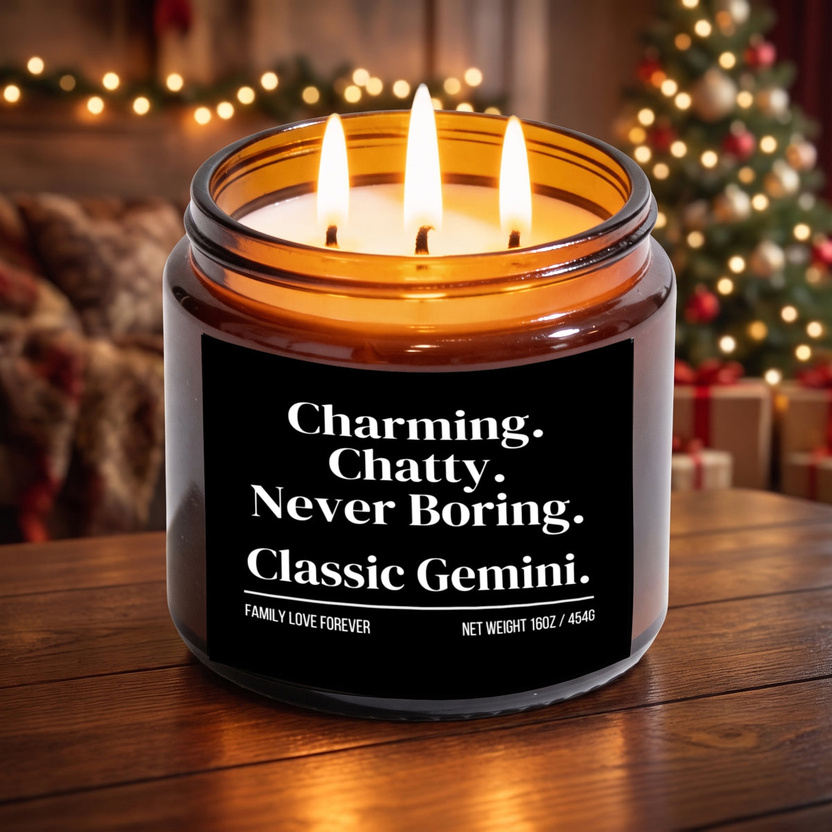 The "Charming. Chatty. Never Boring. Classic Gemini." Candle — The Perfect Gift for Your Favorite Gemini
