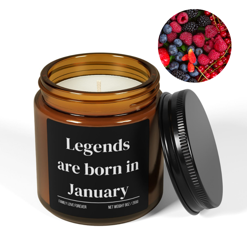 Legends are Born in January Scented Candle Birthday Gift for January Handmade March Birthday Present