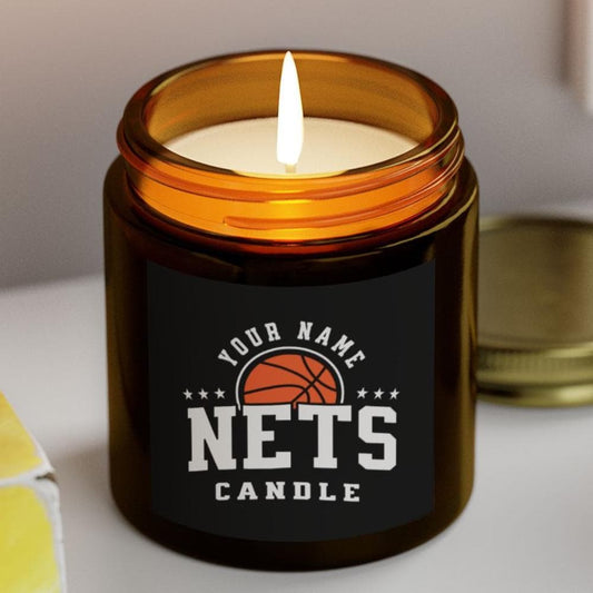 Customizable Brooklyn Nets Candle | NBA Nets Basketball Fan Gift | Nets Fan Gift for Him