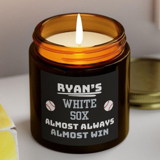 Chicago White Sox Almost Always Win Personalized Candle | MLB White Sox Baseball Fan Gift | White Sox Fan Gift for Him