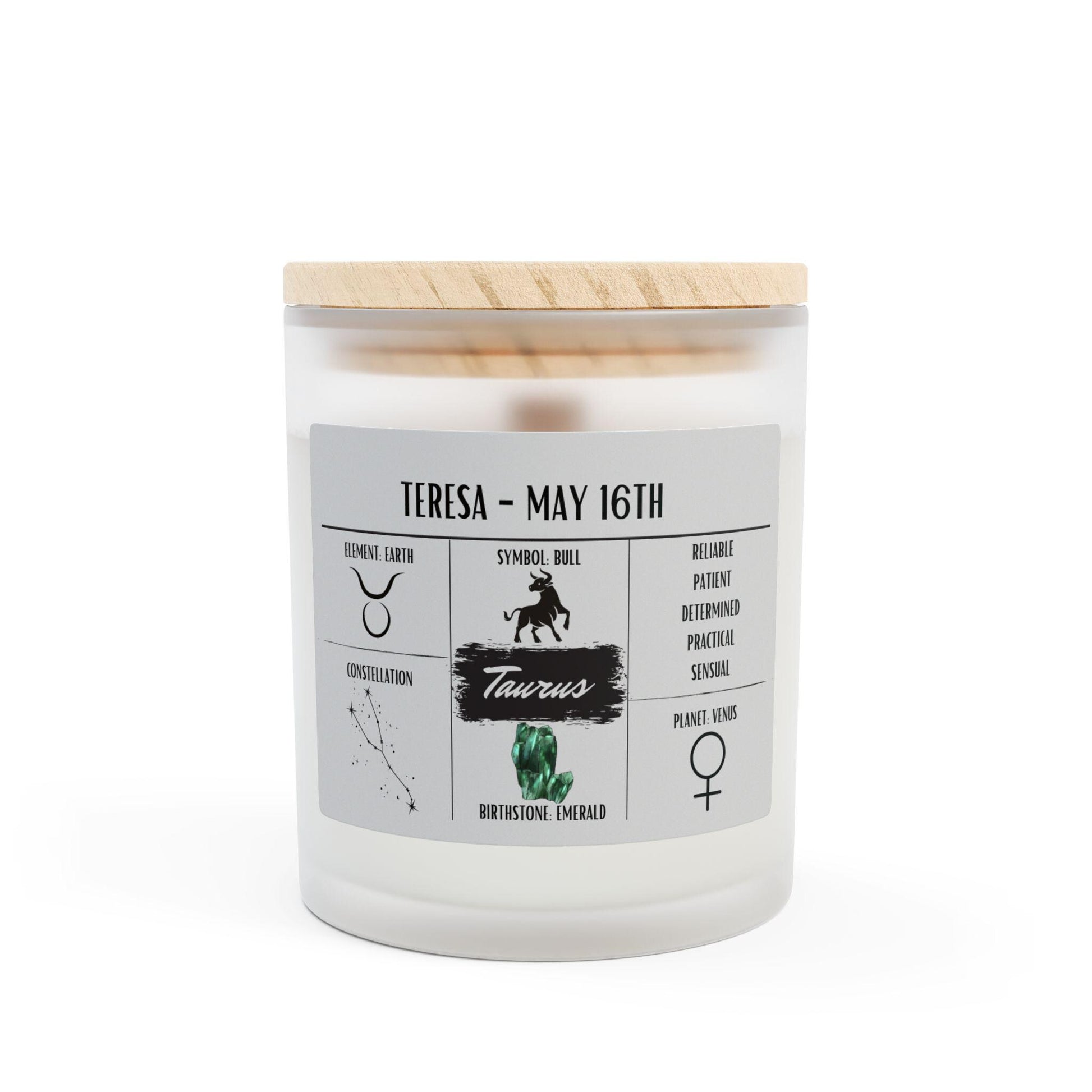 Personalized Taurus Zodiac Candle | April 20 - May 20 Birthday Gift | Birthdate Candle for Her | Custom Astrology Constellation