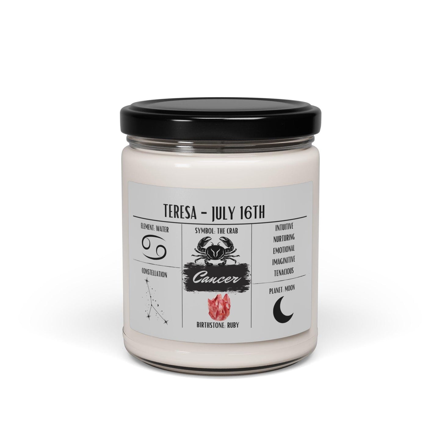Personalized Cancer Zodiac Candle | June 21 - July 22 Birthday Gift | Birthdate Candle for Her | Custom Astrology Constellation