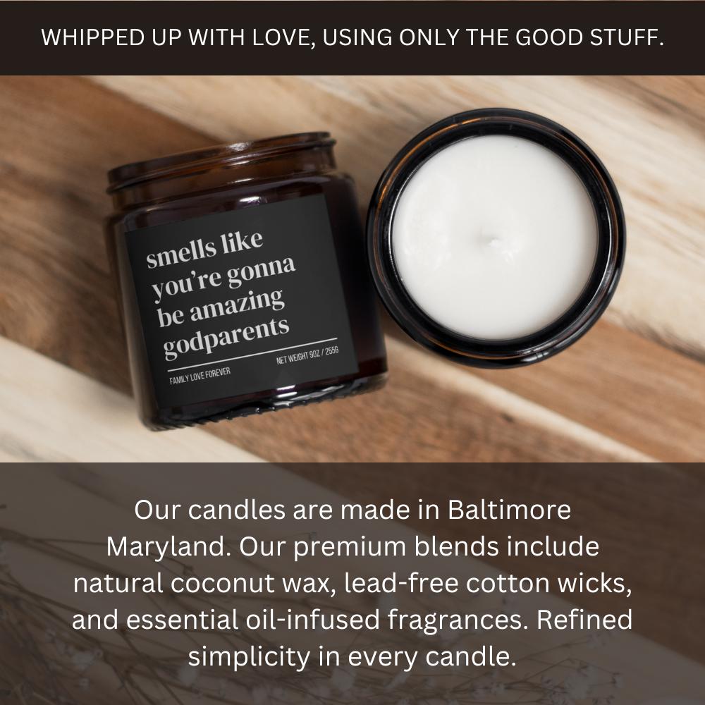 Personalized Godparents Custom Candle Gift, New Godmother New Godfather Announcement, Handmade Soy Wax Candle, Funny Godparent Gift