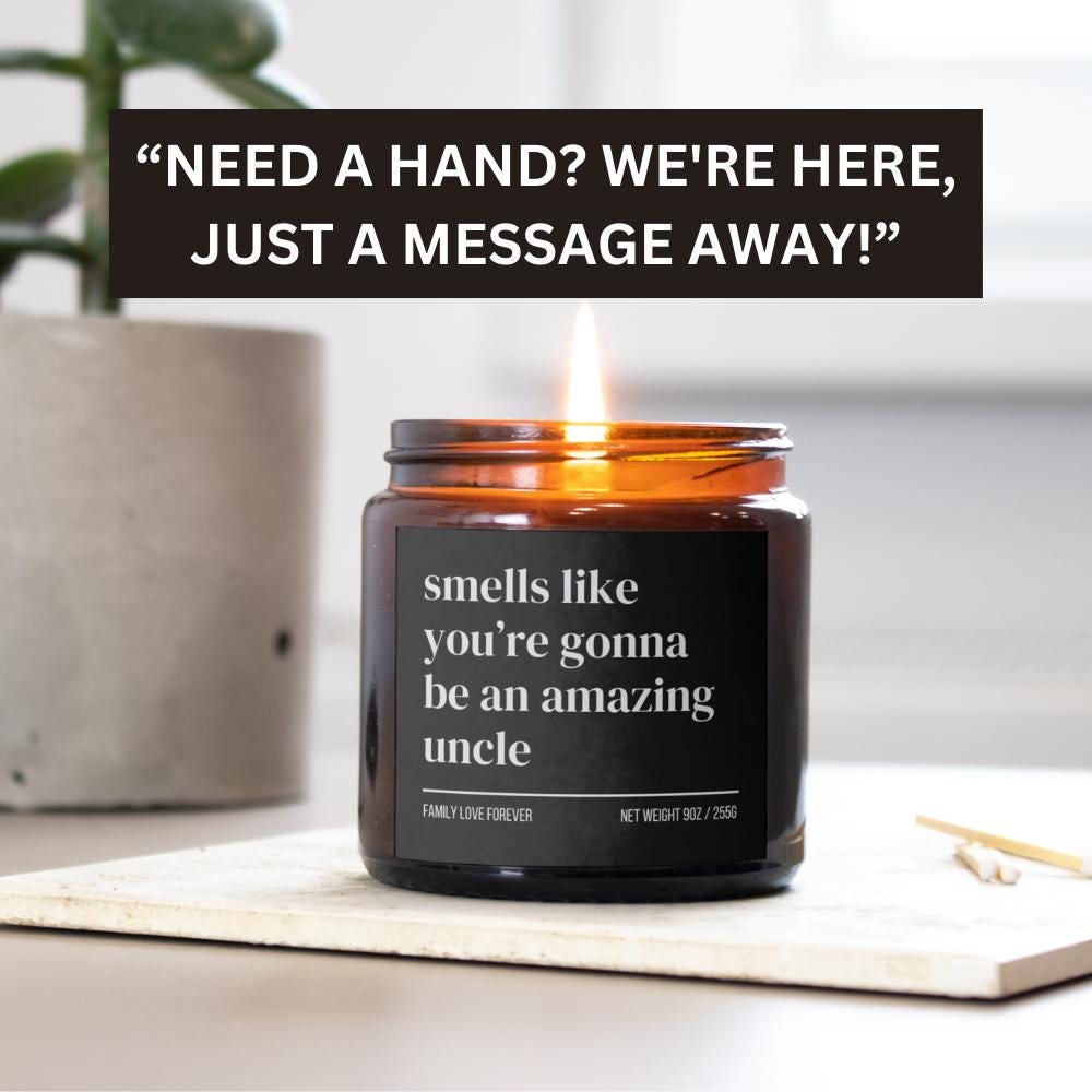 Uncle Baby Announcement Candle, Uncle Promotion, New Uncle Gifts, Uncle Pregnancy Announcement, Baby Reveal for Brother, Uncle to Be Gift