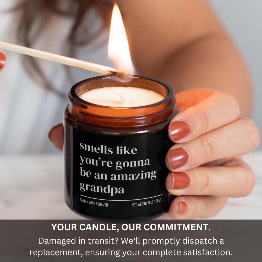 Smells Like You’re Gonna Be an Amazing Grandpa Candle — Pregnancy Announcement Gift, Hand-Poured Soy Wax