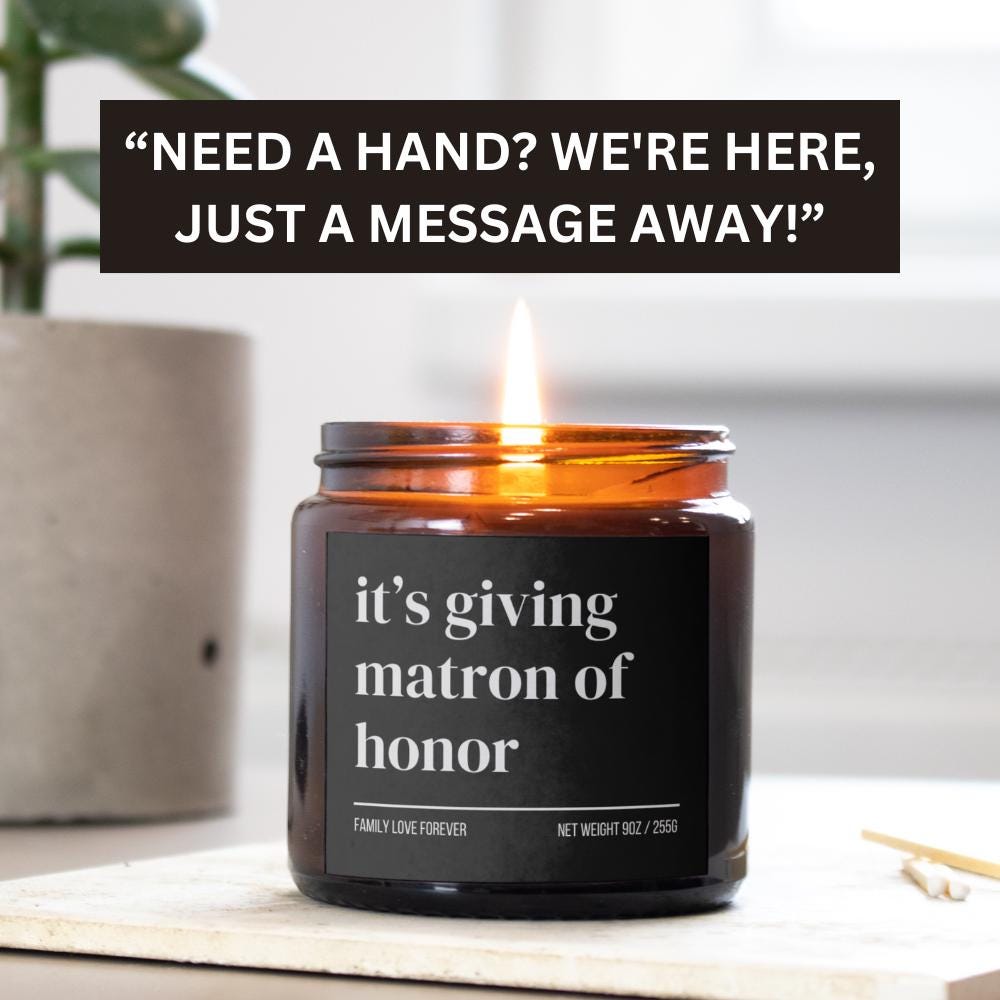 It’s Giving Matron of Honor Candle — Funny Wedding Proposal Gift for Matron of Honor, Hand-Poured Soy Wax