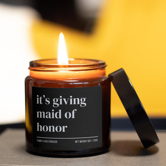 It’s Giving Maid of Honor Candle — Funny Wedding Proposal Gift for Maid of Honor, Hand-Poured Soy Wax