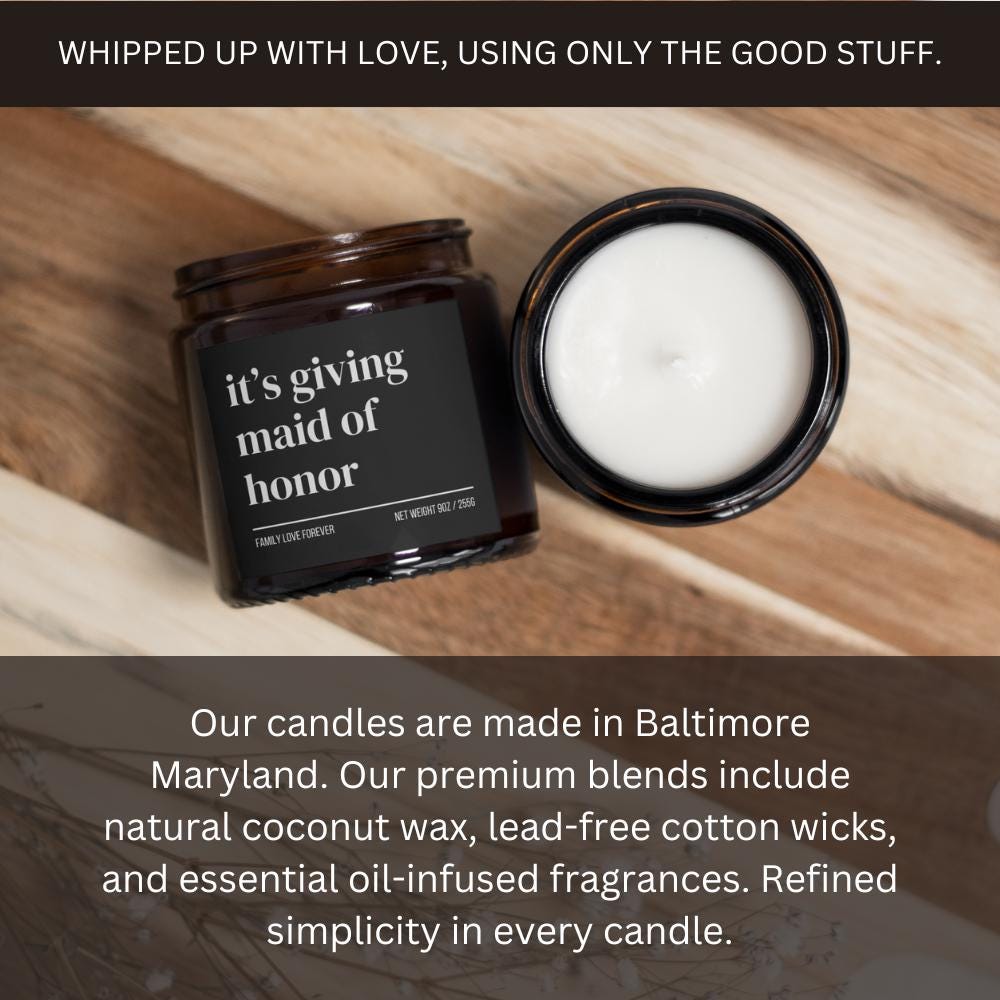 It’s Giving Maid of Honor Candle — Funny Wedding Proposal Gift for Maid of Honor, Hand-Poured Soy Wax