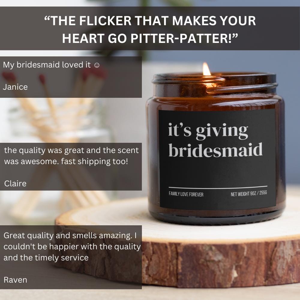 Bridesmaid Proposal Gift Favor, It's Giving Bridesmaid Candle, Bridesmaid Gifts, Wedding Party Gifts, Wedding Party Favors