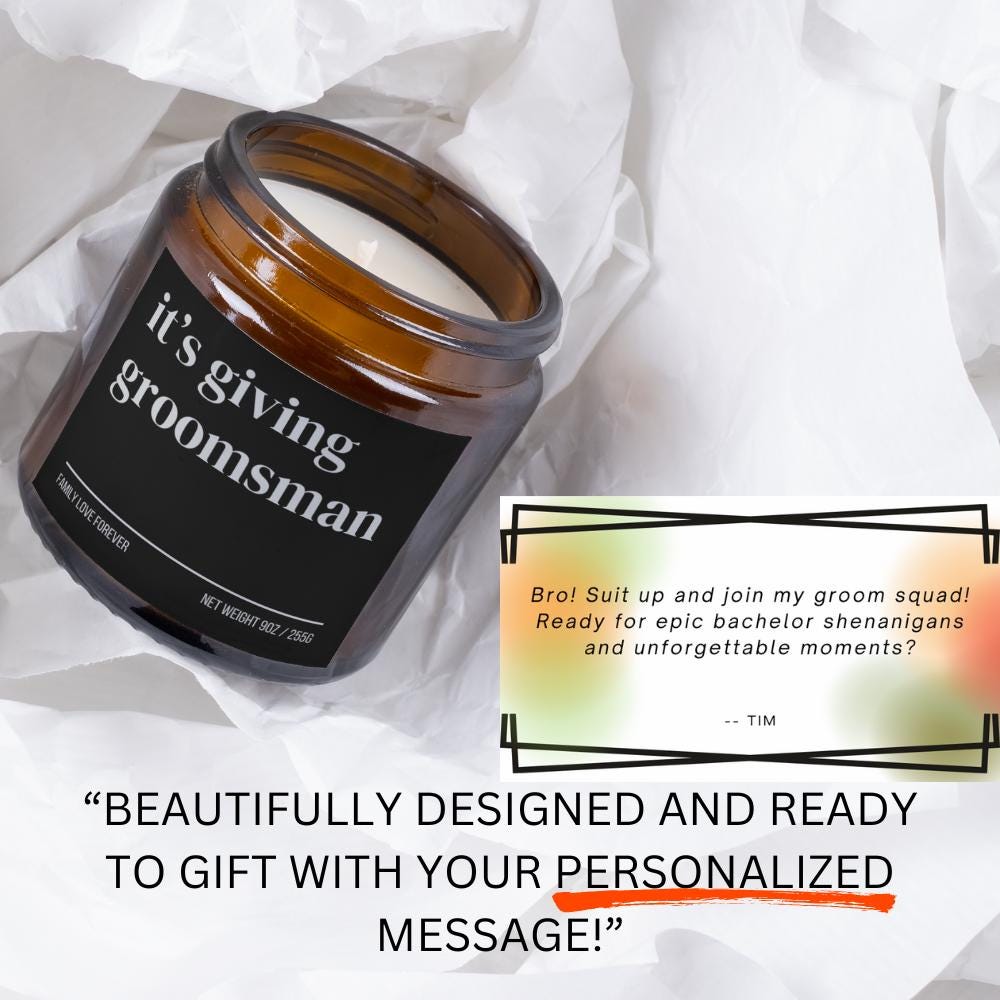 It’s Giving Groomsman Candle — Funny Wedding Proposal Gift for Groomsmen, Hand-Poured Soy Wax