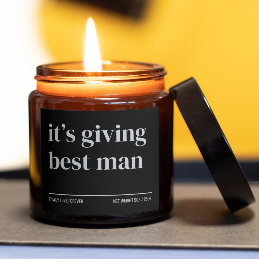 It’s Giving Best Man Candle — Funny Wedding Proposal Gift for Best Man, Hand-Poured Soy Wax
