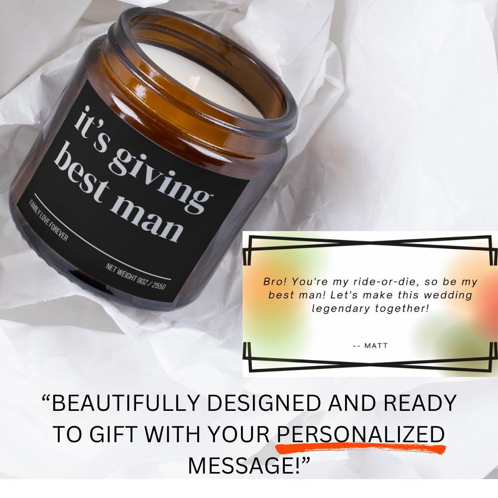 It’s Giving Best Man Candle — Funny Wedding Proposal Gift for Best Man, Hand-Poured Soy Wax
