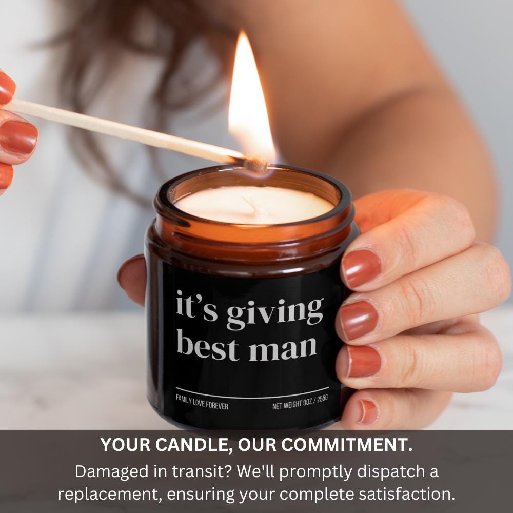 It’s Giving Best Man Candle — Funny Wedding Proposal Gift for Best Man, Hand-Poured Soy Wax