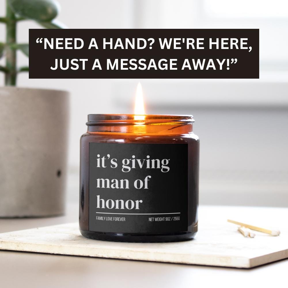Man of Honor Proposal Gift Favor, It's Giving Man of Honor Candle, Man of Honor Gifts, Wedding Party Gifts, Wedding Party Favors