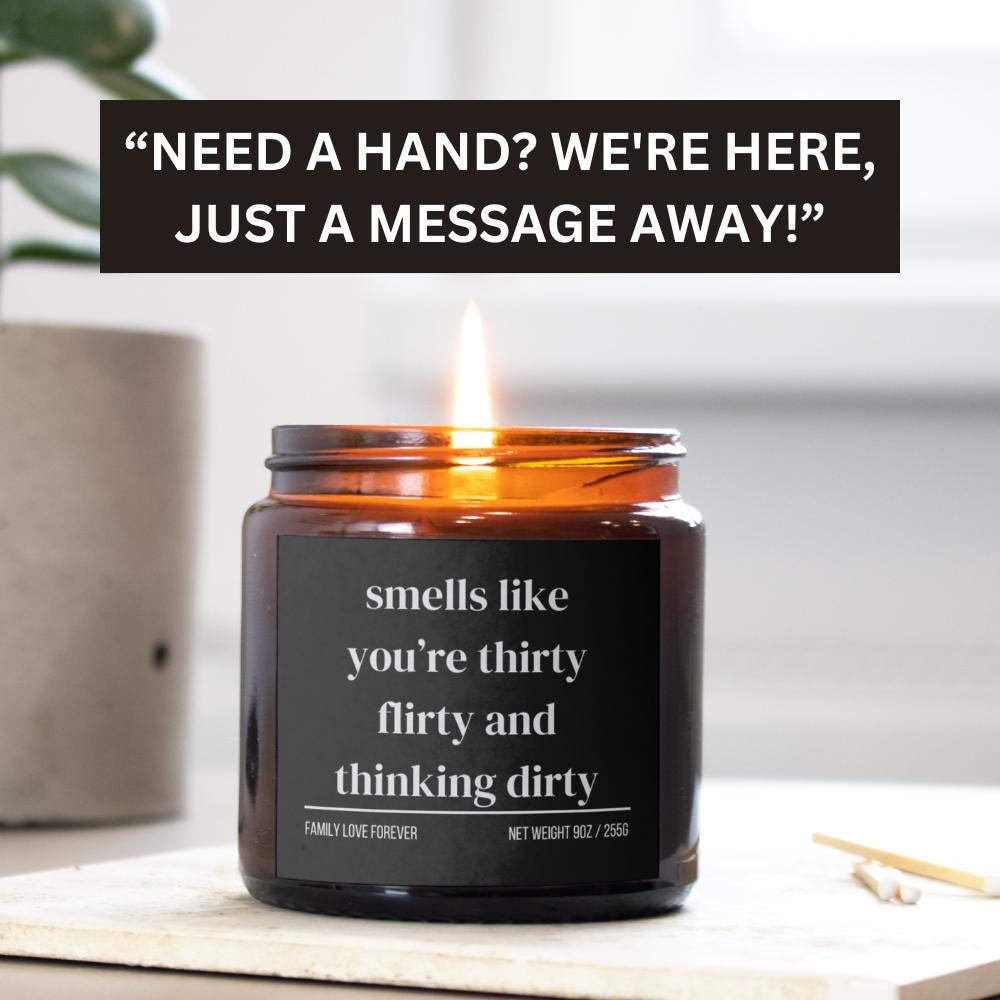 30th Birthday Gift Smells like you're thirty flirty and thinking dirty Candle Funny Birthday Gifts Milestone Birthday Gifts for turning 30