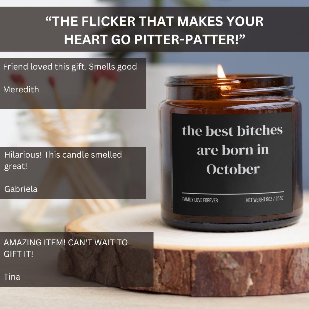 October Birthday Gift Candle Best Bitches Born in October: Zodiac Candle for Libra and Scorpio Women