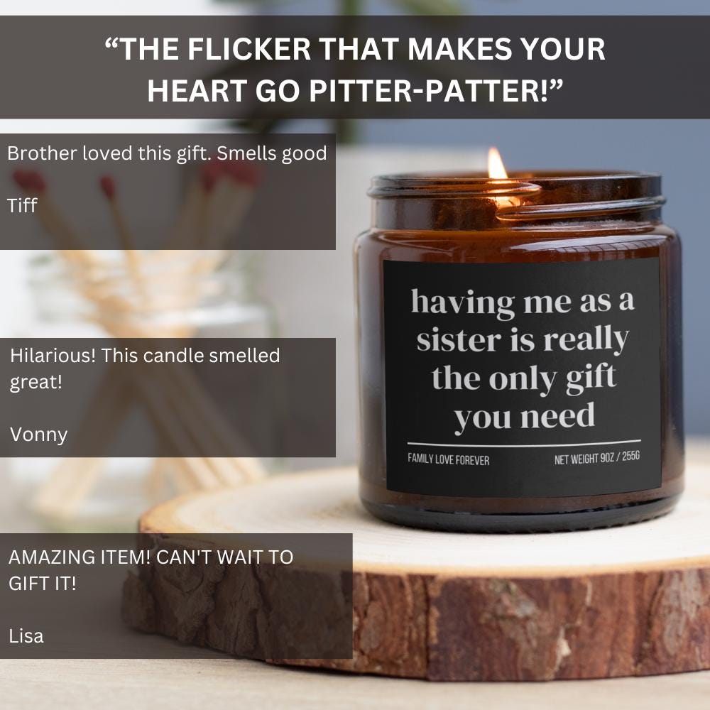 Brother Birthday Gift From Sister Having Me As A Sister Candle Funny Brother Father's Day Gift Christmas Gift for Brother