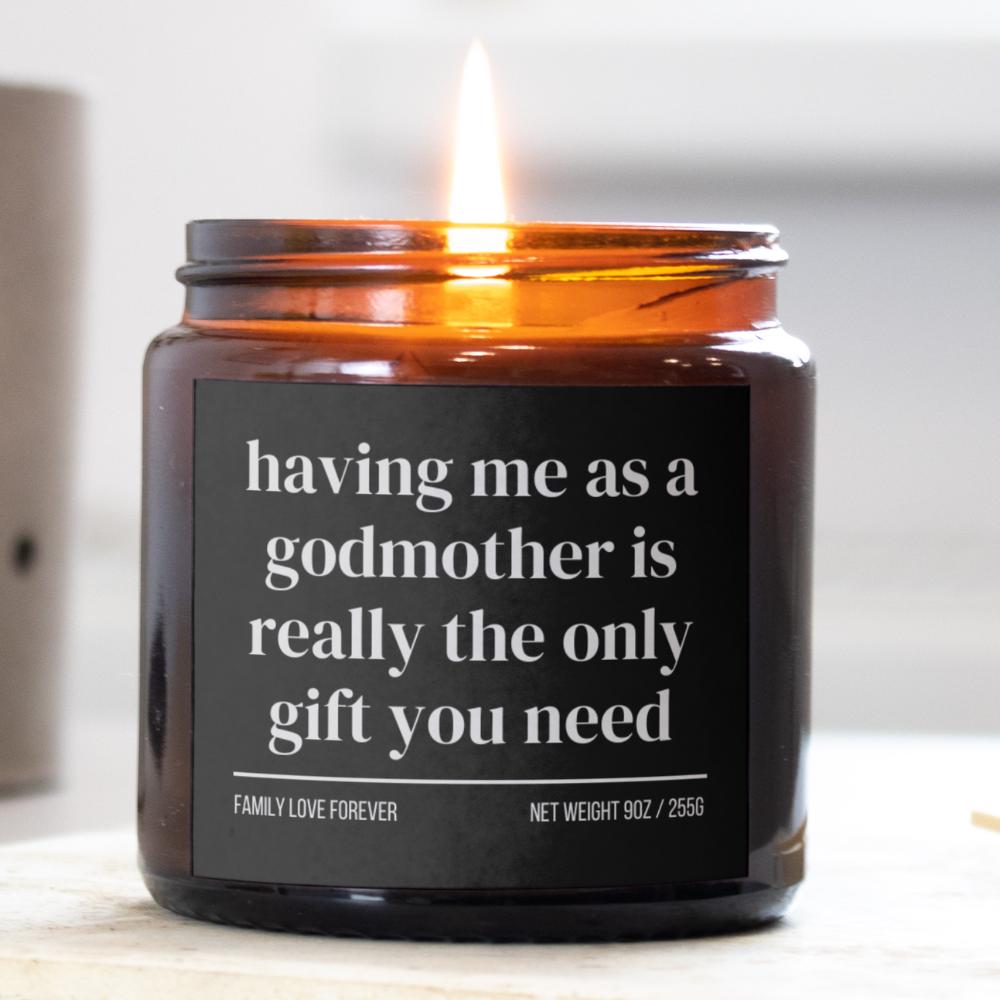 Godson Birthday Gift From Godmother Having Me As A Godmother Candle Funny Godson Father's Day Gift Christmas Gift for Godson