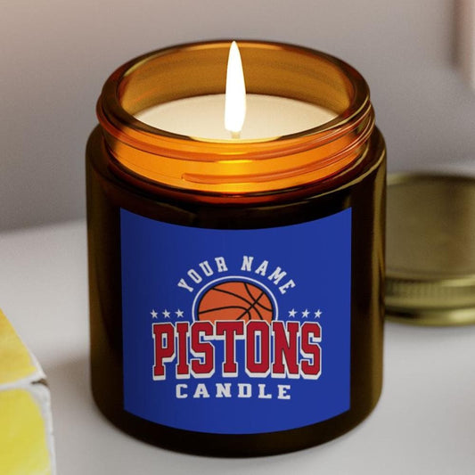 Customizable Detroit Pistons Candle | NBA Pistons Basketball Fan Gift | Pistons Fan Gift for Him