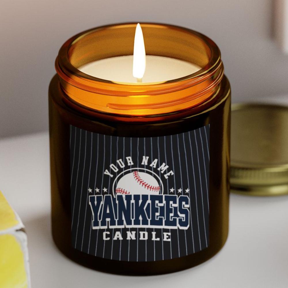Customizable New York Yankees Inspired Candle | MLB Yankees Baseball Fan Gift | Yankees Fan Gift for Him