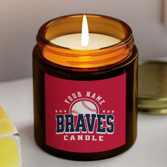 Customizable Atlanta Braves Inspired Candle | MLB Braves Baseball Fan Gift | Braves Fan Gift for Him