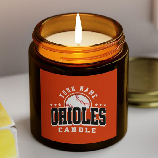 Customizable Baltimore Orioles Inspired Candle | MLB Orioles Baseball Fan Gift | Orioles Fan Gift for Him