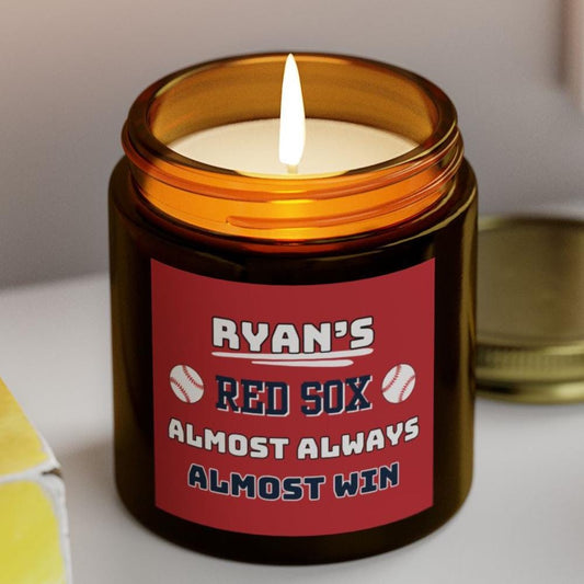 Boston Red Sox Almost Always Win Personalized Candle | MLB Red Sox Baseball Fan Gift | Red Sox Fan Gift for Him