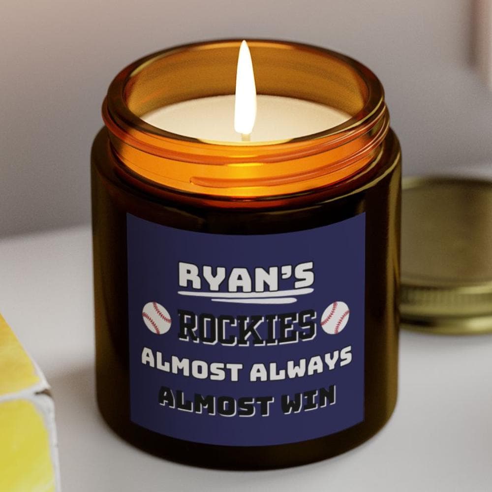 Colorado Rockies Almost Always Win Personalized Candle | MLB Rockies Baseball Fan Gift | Rockies Fan Gift for Him