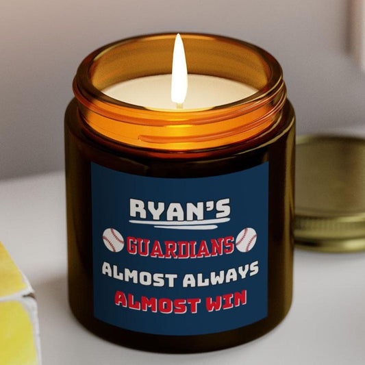 Cleveland Guardians Almost Always Win Personalized Candle | MLB Guardians Baseball Fan Gift | Guardians Fan Gift for Him