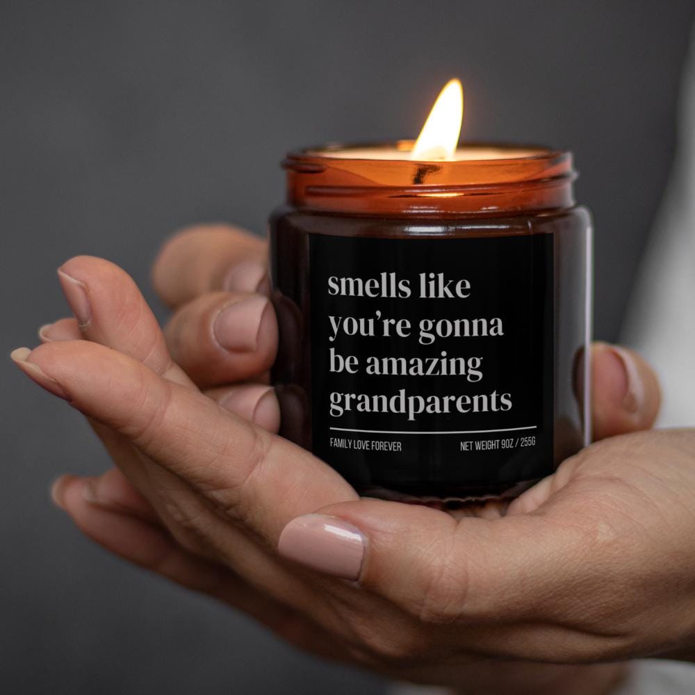 Personalized Grandparents Custom Candle Gift, New Grandma New Grandpa Announcement, Handmade Soy Wax Candle, Funny Grandparent Gift